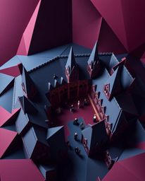 Experience the magic of a school filled with young wizards through the lens of intricate origami. This image captures a high-