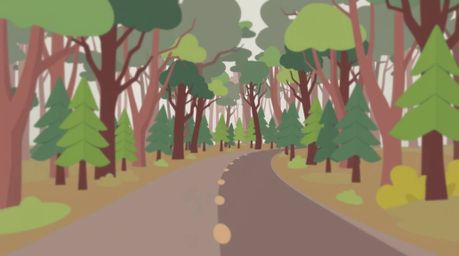 Experience a thrilling chase scene through a perpetually looping forest background.  This modern animation utilizes a flat de