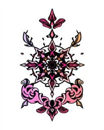 This striking art print features a symbolic traditional tattoo design with a smooth gradient transition and vibrant colors, i