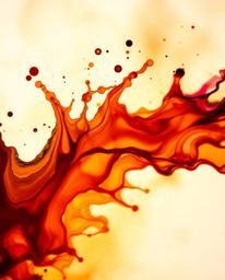 A captivating macro photograph showcases vibrant ink splashes in water, creating dynamic shapes against a vivid background.  