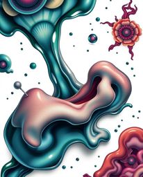 Explore a captivating symbolic traditional tattoo art print featuring surreal 3D fluid shapes that resemble melted glass. Thi