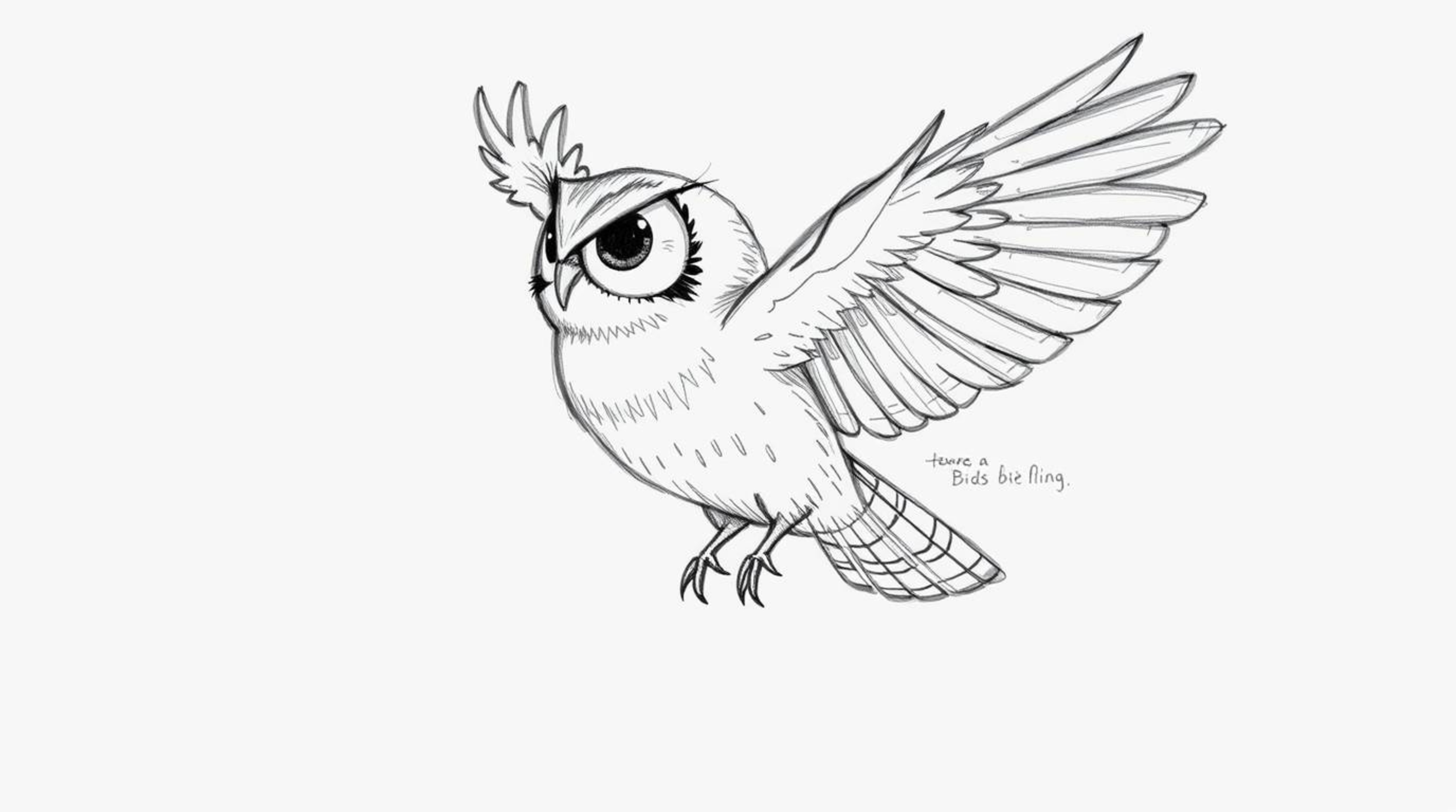 A heartwarming Pixar-style sketch depicts a blind owl gracefully soaring mid-flight, leaving glowing trails as it guides a gr