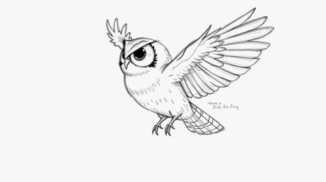A heartwarming Pixar-style sketch depicts a blind owl gracefully soaring mid-flight, leaving glowing trails as it guides a gr