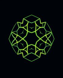 A captivating logo design showcases a tightly framed, seamless geometric pattern of hexagons and triangles.  The vibrant neon