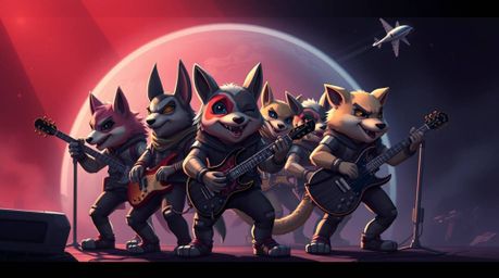 Imagine a cartoon animal band rocking out in a futuristic, sci-fi world. Their music blends the energy of rock with advanced 