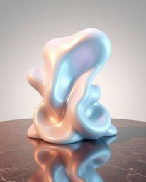 Explore mesmerizing 3D abstract liquid forms rendered in soft, pastel colors. This minimalist artwork features iridescent col
