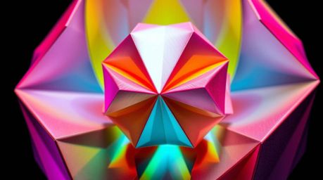 Explore the captivating intersection of intricate origami-style illustration and the smooth, reflective surfaces of glass. Th