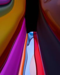 Explore a vibrant world of abstract art featuring colorful 3D fluid shapes gracefully interacting with geometric forms. This 
