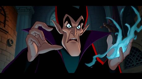 A captivating digital illustration of a classic Disney villain, rendered in warm terracotta and cool teal tones. The villain