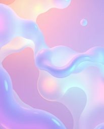 This artwork showcases a captivating 3D rendering of abstract bioluminescent liquid forms, rendered in vibrant pastel colors 