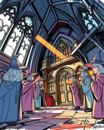 Discover a captivating hand-drawn sketch depicting a magical school brimming with young wizards. This expressive sketchnote f