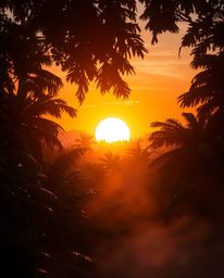 A volumetric lighting rendering that showcases a stunning display of iridescent colors reflecting over a sunset as it filters