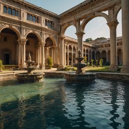 Explore a magnificent historical palace featuring impressive grand pillars, beautifully landscaped sprawling gardens, and stu