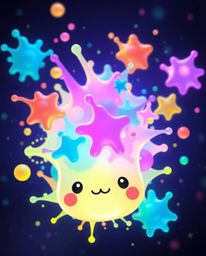 Discover mesmerizing bioluminescent art featuring adorable, charming 3D shapes floating in space. This surreal digital artwor