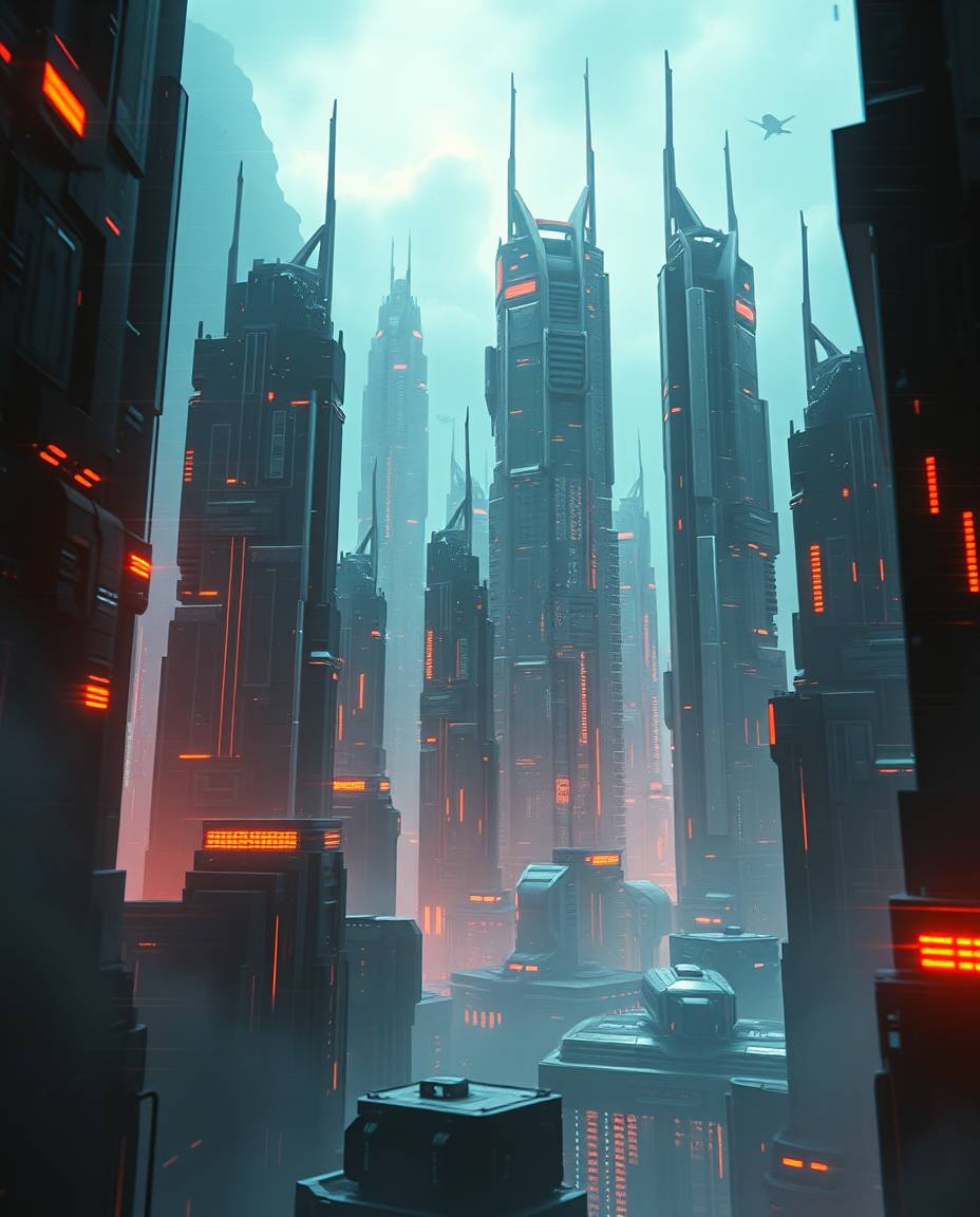 A captivating digital painting in a futuristic sci-fi style depicts a glitchy landscape featuring distorted skyscrapers and s