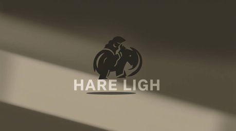 Explore the raw intensity of a strong, geometric logo design featuring caveman cooking mammoth meat under harsh, direct light