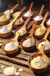 Capture the essence of rustic charm with this image of hand-carved wooden spoons resting on a weathered wooden table, surroun