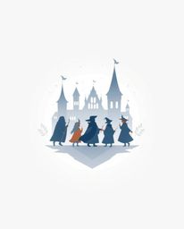 This logo design features a soft, dreamy aesthetic representing a magical school brimming with young wizards. The design empl