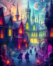 Discover a dreamlike, surreal magical school brimming with young wizards.  Experience smooth gradient transitions, fantastica