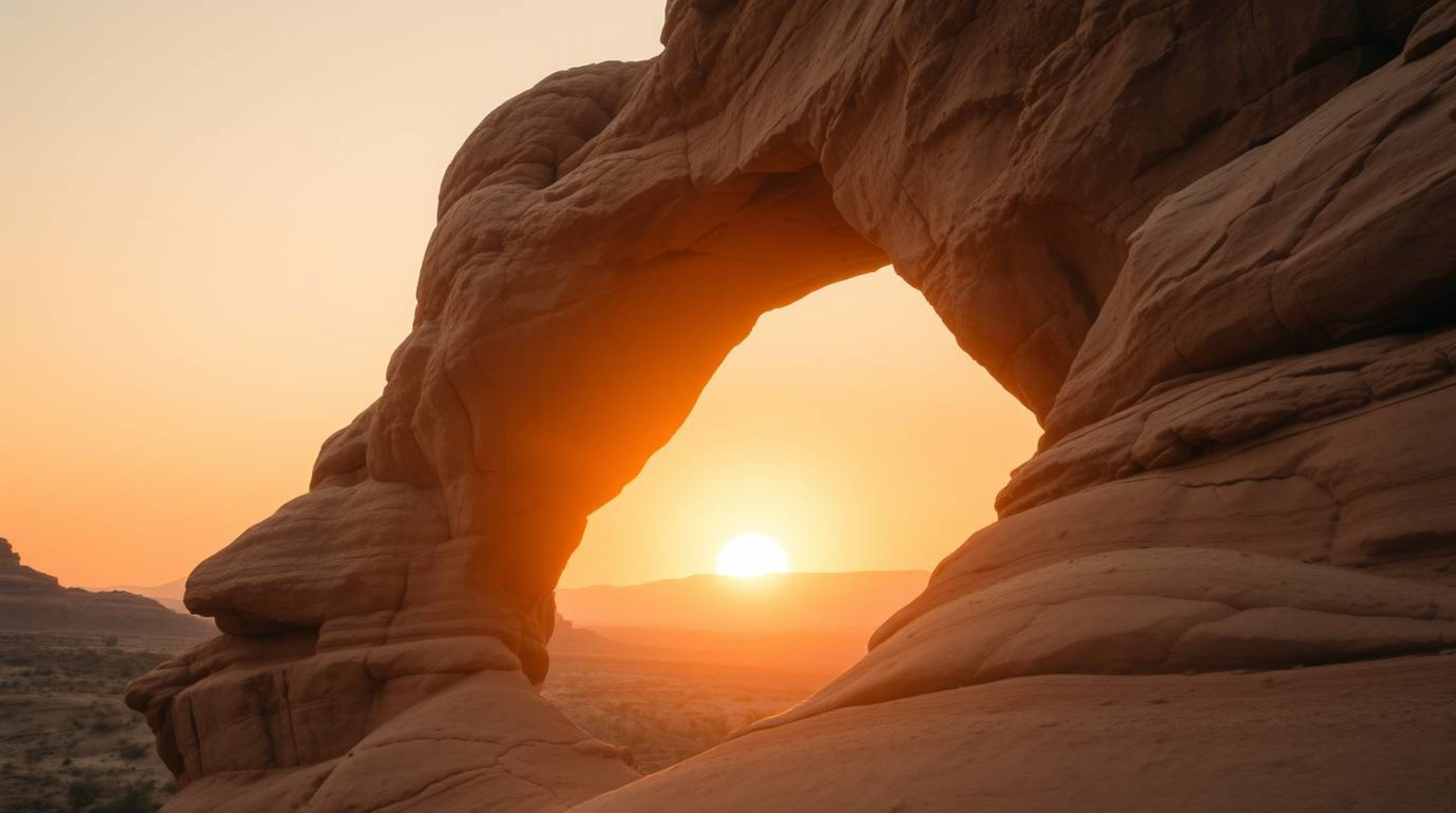 Experience an ethereal and spiritual vibe captured in muted browns and beiges, depicting a breathtaking sunset viewed through