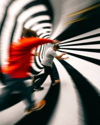 Experience the captivating energy of dynamic motion art, featuring a mesmerizing black and white geometric optical illusion p