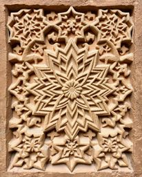 Explore the captivating world of sculptural clay art featuring natural earth tones and historically accurate Islamic geometri