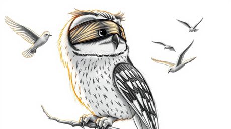 Experience the heartwarming scene of a blind owl, rendered in a charming Pixar style, imparting its wisdom to fledgling birds