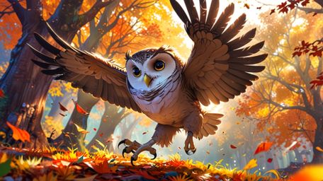 In a visually stunning scene that combines the charm of Pixar with the expressiveness of anime, a wise blind owl is depicted 