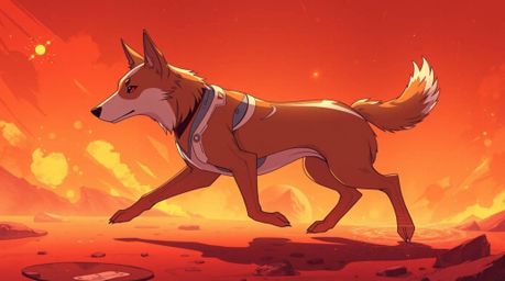 Immerse yourself in a vibrant isekai anime world with a futuristic twist. Witness a graceful and elegant dog, rendered in war
