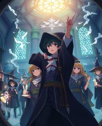 Enter a mesmerizing world where a magical school teems with young wizards, all brought to life in the captivating style of Is