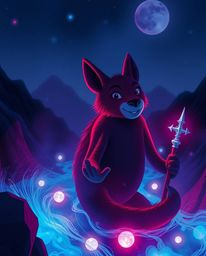 Embark on a captivating journey with a talking animal sidekick and a courageous hero.  Their adventure is bathed in the rich,