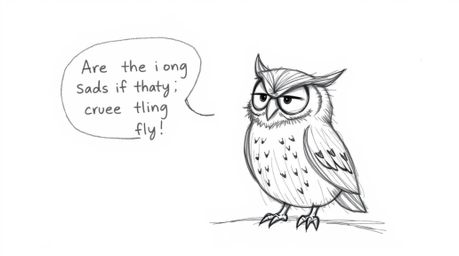 A heartwarming hand-drawn sketch in the style of Pixar features a blind owl with textured pencil strokes, passionately teachi