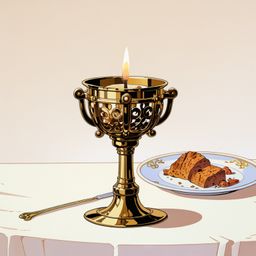 A single lit candle nestled in an ornate brass holder creates a captivating scene.  The warm glow dances and casts soft, intr