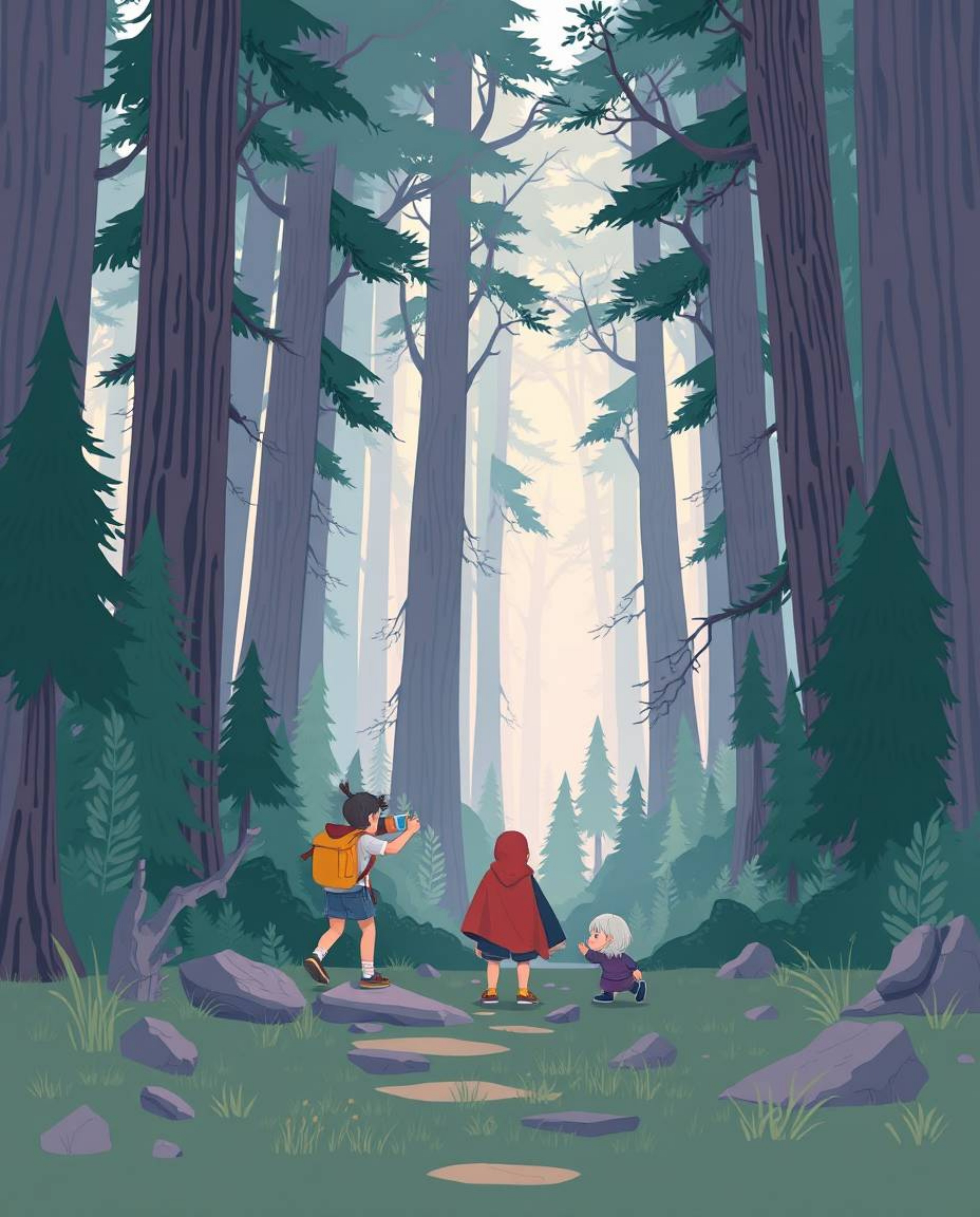 Discover a captivating modern flat design illustration showcasing a group of friends with unique abilities embarking on an ep