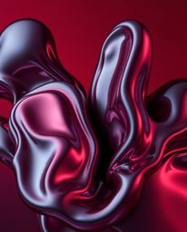 This artwork features sophisticated and elegant sculptural 3D fluid shapes resembling mercury, illuminated by professional st