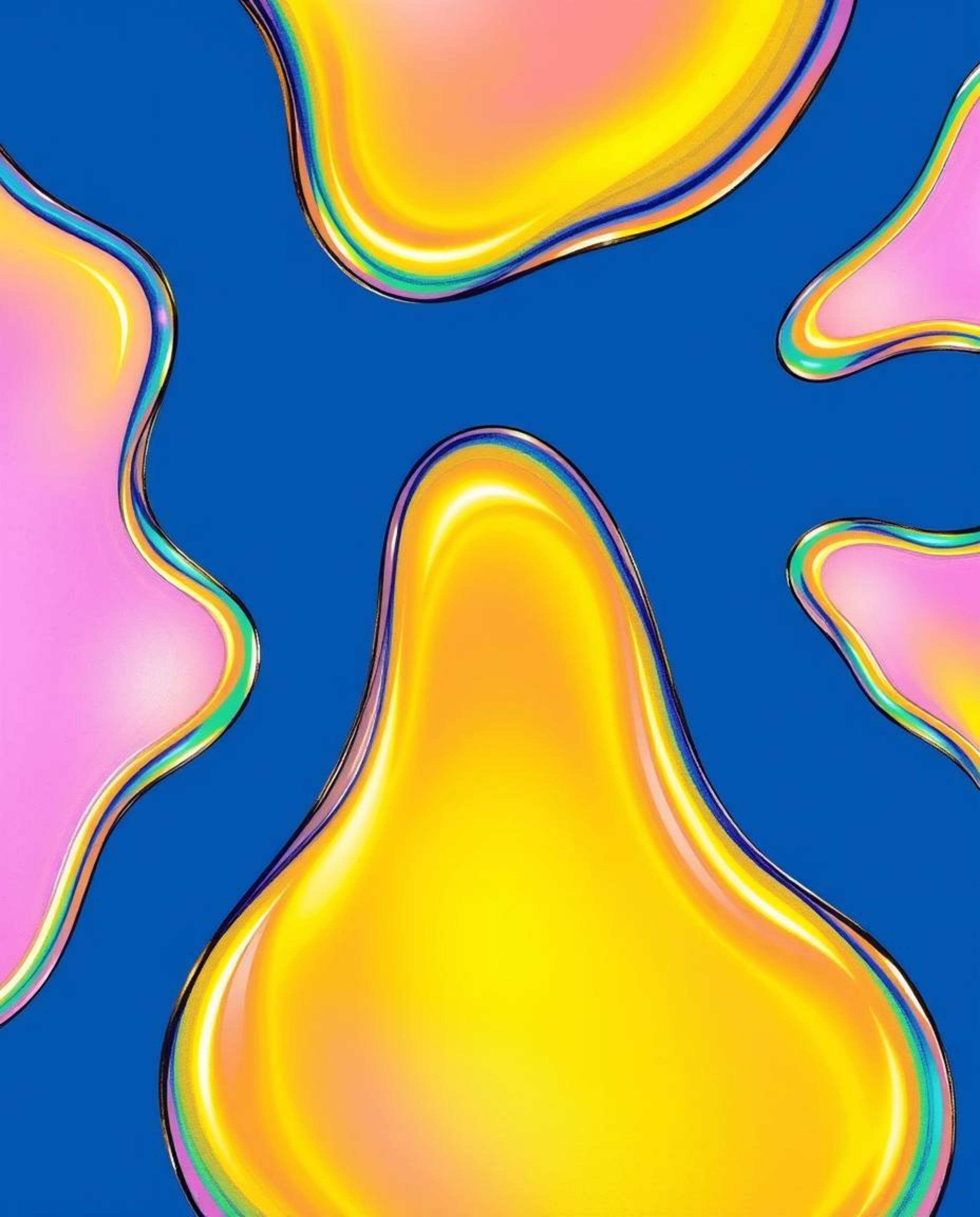 Explore the captivating blend of iridescent colors and futuristic design with this hand-drawn sketch showcasing 3D fluid shap
