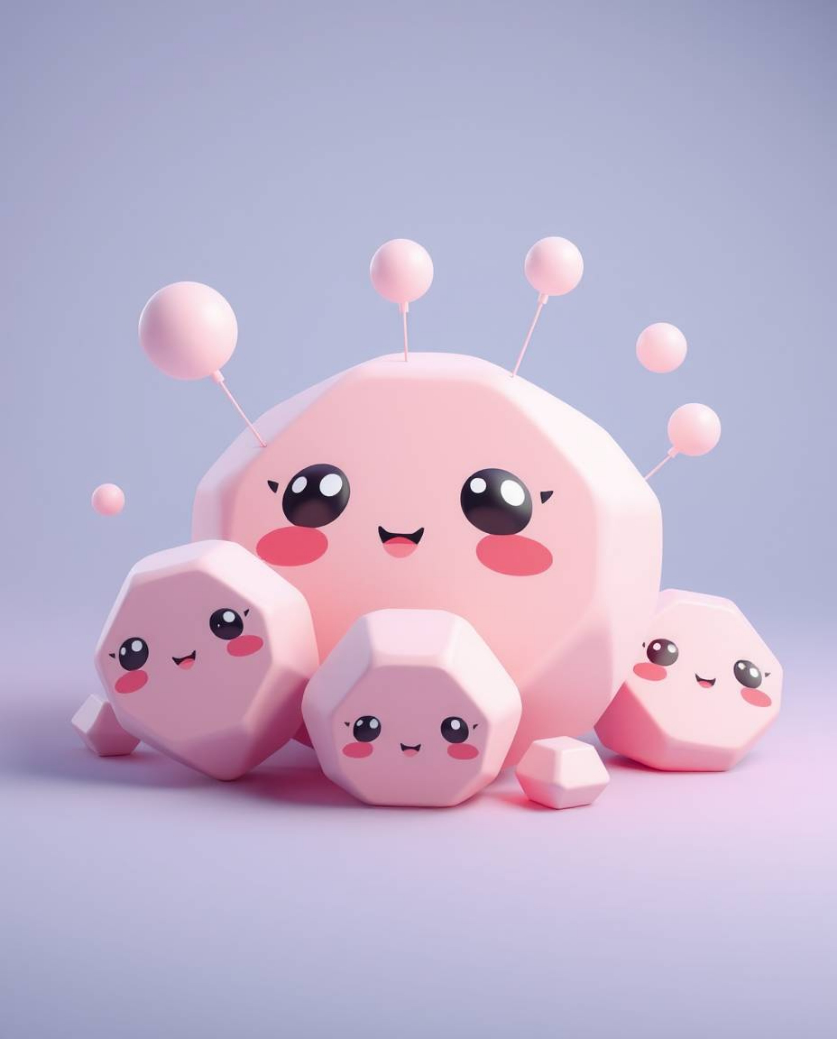 Explore the captivating world of adorable 3D shapes adorned with smooth gradient textures in a futuristic art style. This col