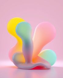 Explore captivating silhouetted abstract liquid forms rendered in stunning 3D. This artwork features vibrant complementary pa