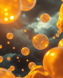A stunning 3D render showcases translucent, fluid organic blobs gracefully floating in the vast expanse of space, all beneath