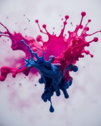 This stunning high-resolution stock photo captures a vibrant paint splash suspended in mid-air, creating a surreal and captiv