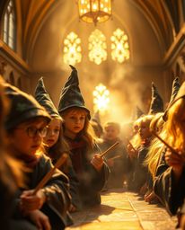 Discover the enchanting world of a magical school brimming with young wizards.  This extreme macro photography captures the r