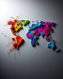 Explore a vibrant and unique world map depicted through precise architectural color photography. This creative abstract conce