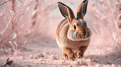 Experience a surreal and otherworldly scene with this tight close-up shot of a wacky rabbit, rendered in stunning infrared to