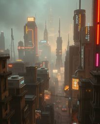 A futuristic city rendered in natural earth tones, browns, and beiges, experiences a system-wide glitch.  Flickering lights, 