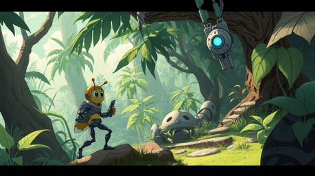 Embark on a captivating journey into a miniature world with this futuristic sci-fi illustration. Witness a bug-sized hero bra