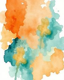 A captivating watercolor painting showcases a graceful blend of warm terracotta and cool teal hues.  The vibrant tones create