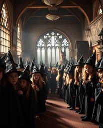 This collection features warm, slightly dark professional photographs showcasing an adorable magical school filled with charm