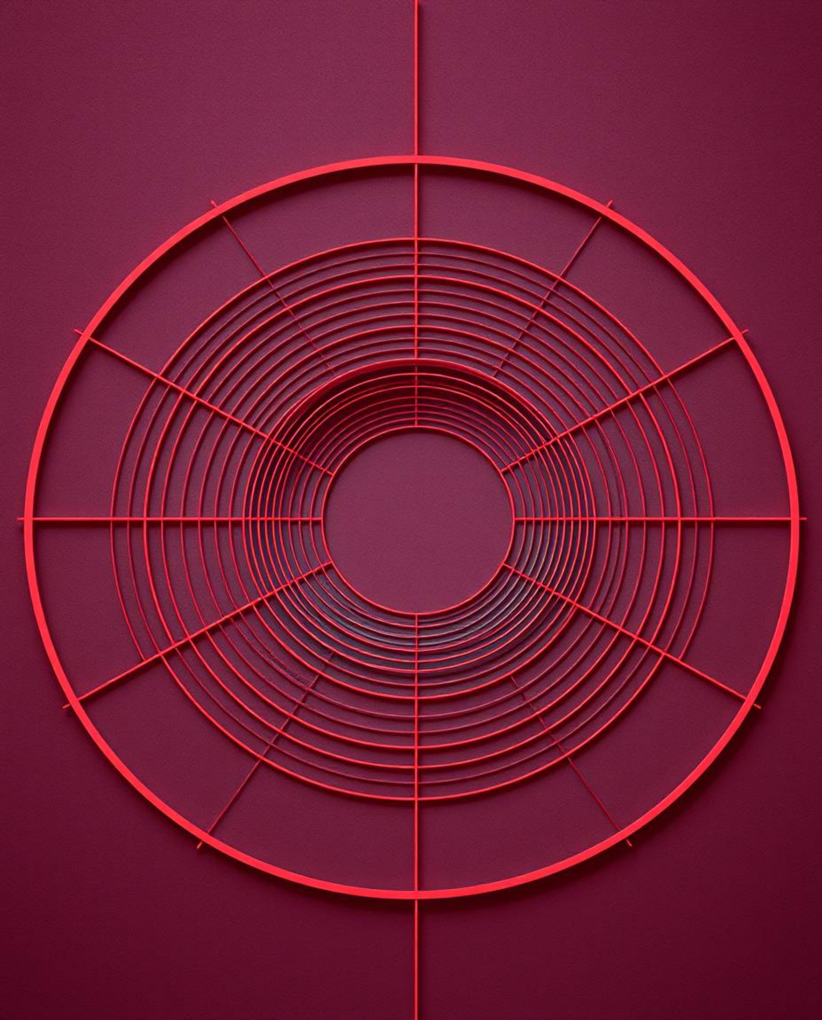 A captivating image showcasing a minimalist geometric pattern of circles and lines, rendered in surreal infrared tones.  Evok