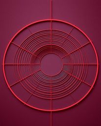 A captivating image showcasing a minimalist geometric pattern of circles and lines, rendered in surreal infrared tones.  Evok
