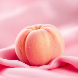 Experience the allure of a blushing pink peach in a modern flat design, captured with a dramatic cinematic style and close-up